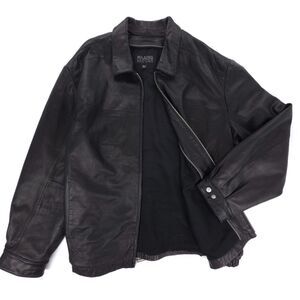 VINTAGE Wilsons Leather‎ Minimal Bomber Flight Jacket Black Quiet Luxury 3XLT